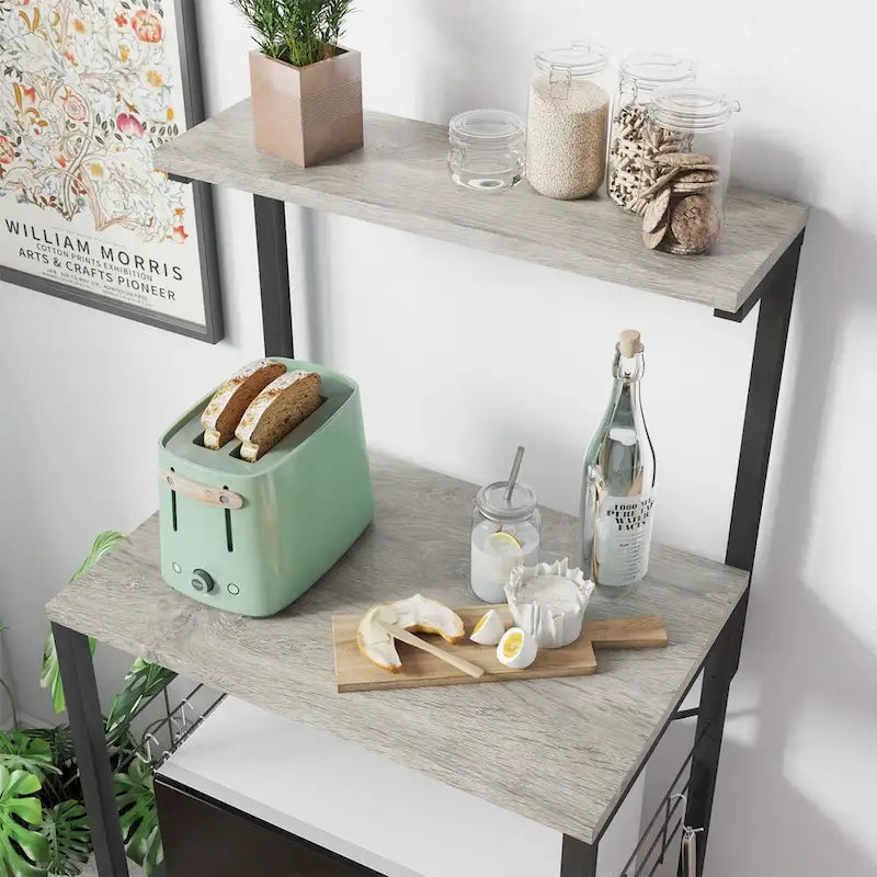 Étagère de boulanger de cuisine avec étagères de rangement et support pour micro-ondes