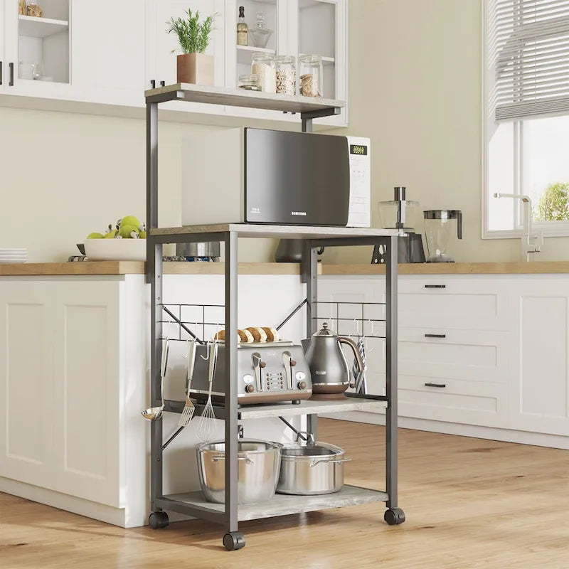 Étagère de boulanger de cuisine avec étagères de rangement et support pour micro-ondes