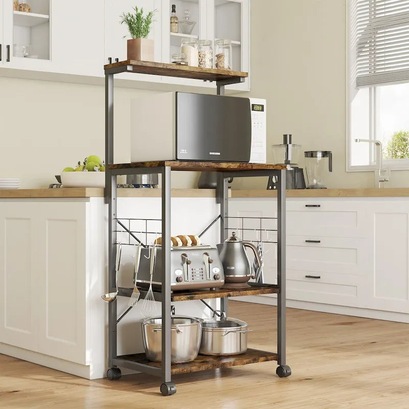 Étagère de boulanger de cuisine avec étagères de rangement et support pour micro-ondes
