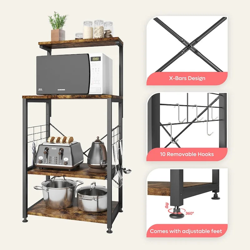 Étagère de boulanger de cuisine avec étagères de rangement et support pour micro-ondes