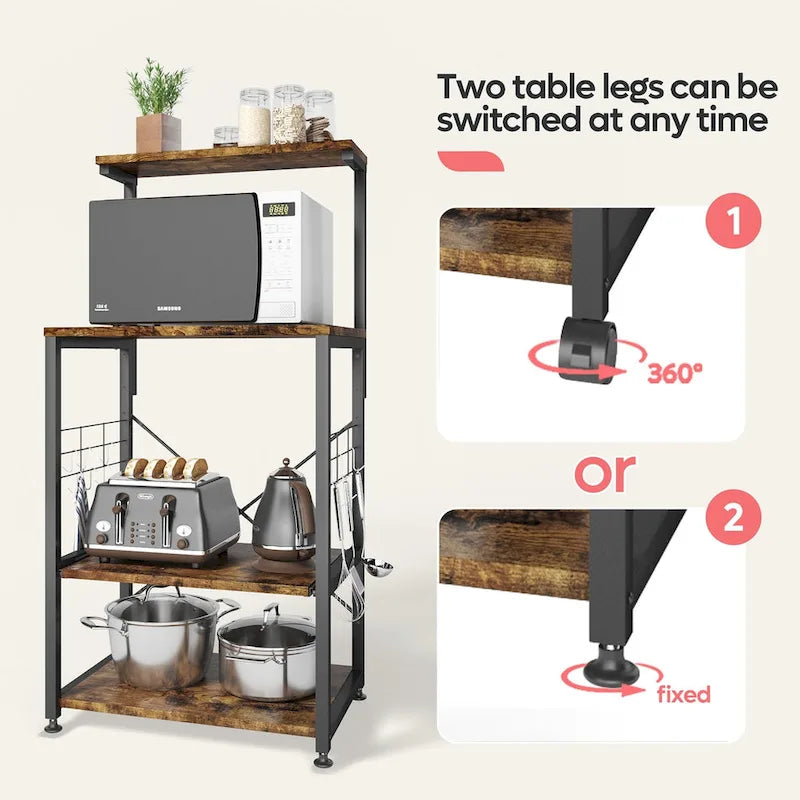 Étagère de boulanger de cuisine avec étagères de rangement et support pour micro-ondes