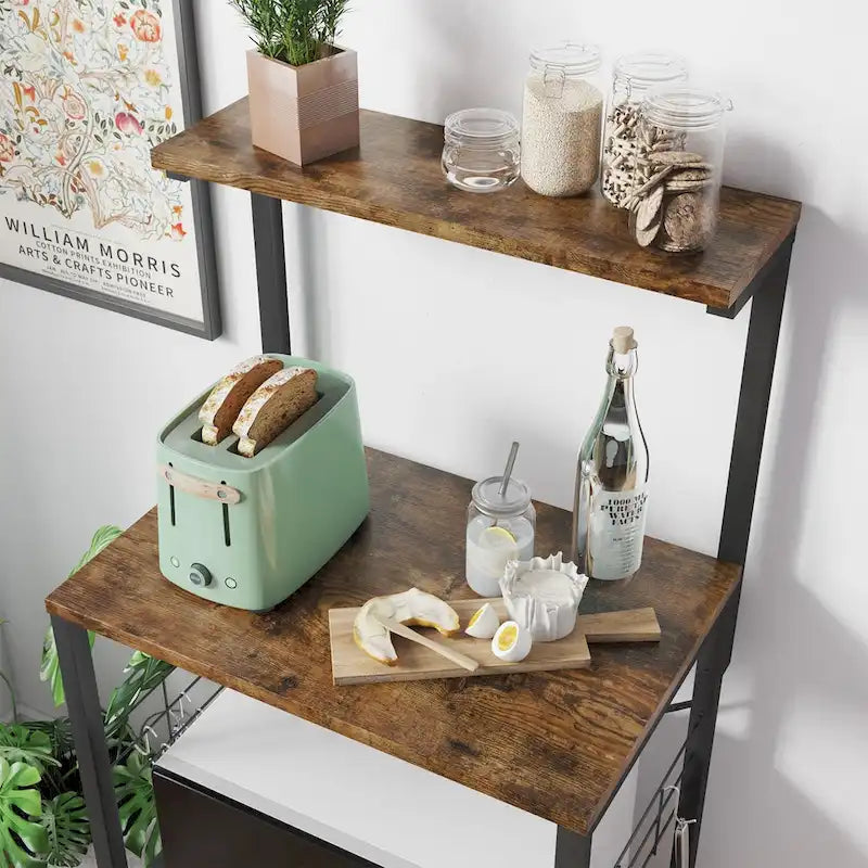 Étagère de boulanger de cuisine avec étagères de rangement et support pour micro-ondes