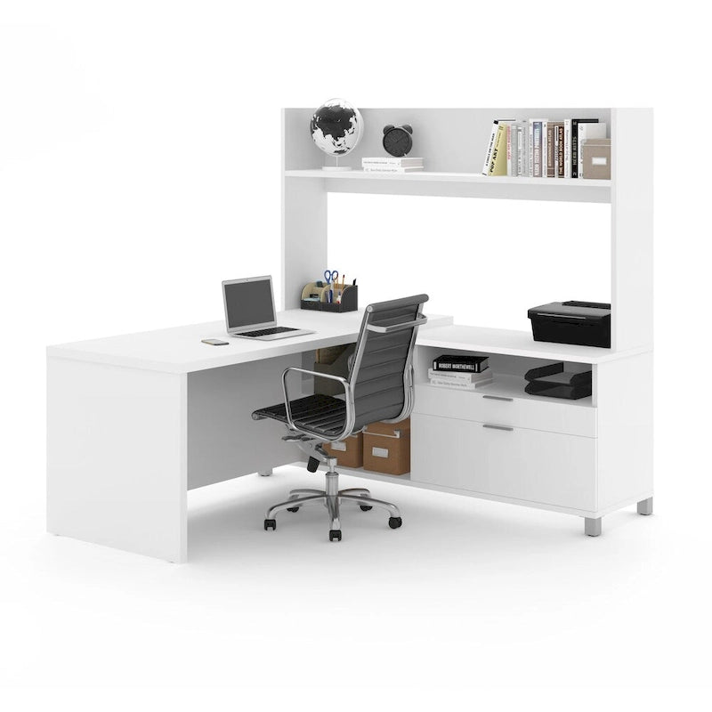 L-Shaped Desk with Open Hutch