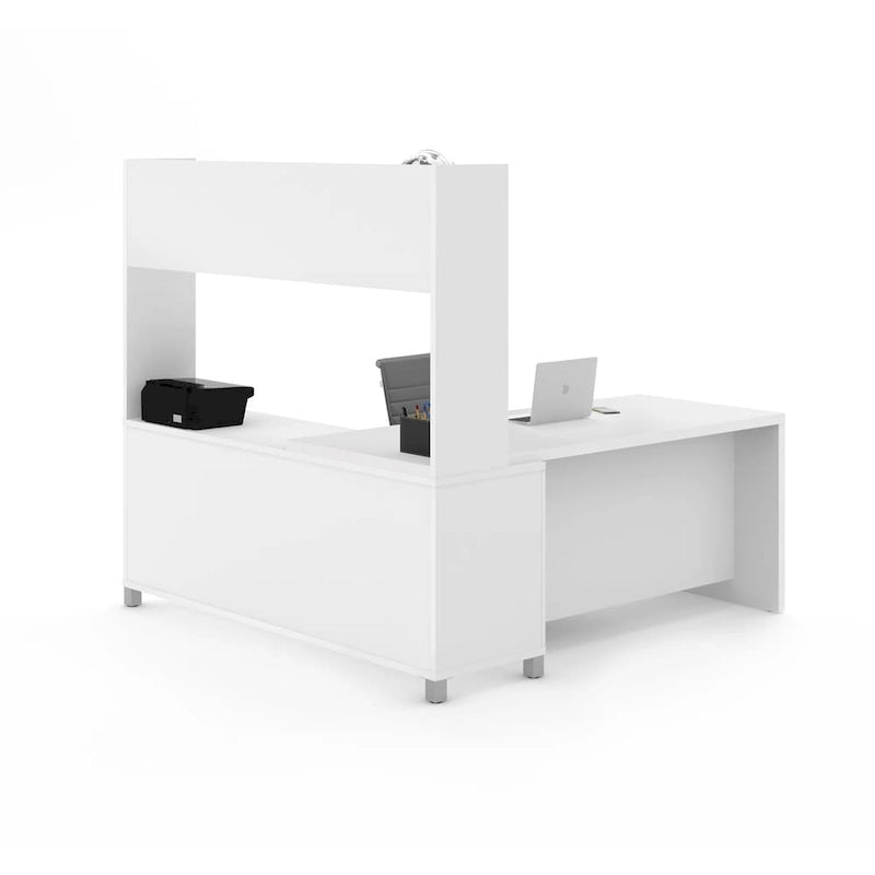 Bureau en L avec huche ouverte
