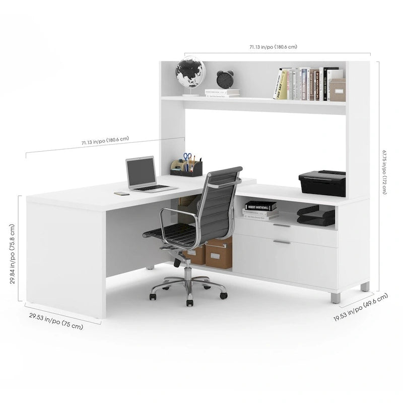 Bureau en L avec huche ouverte