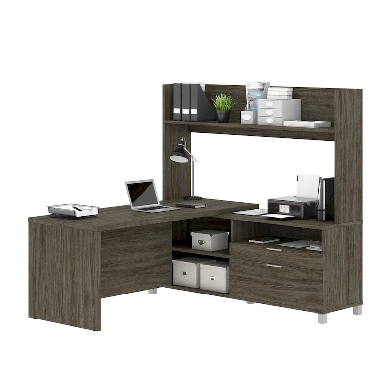 Bureau en L avec huche ouverte