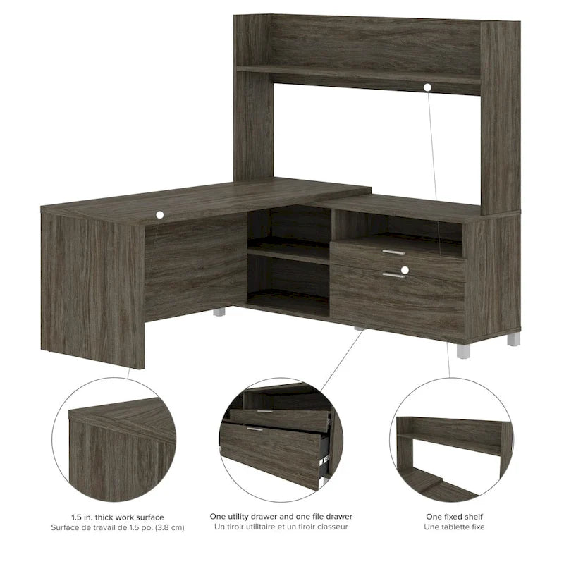 Bureau en L avec huche ouverte