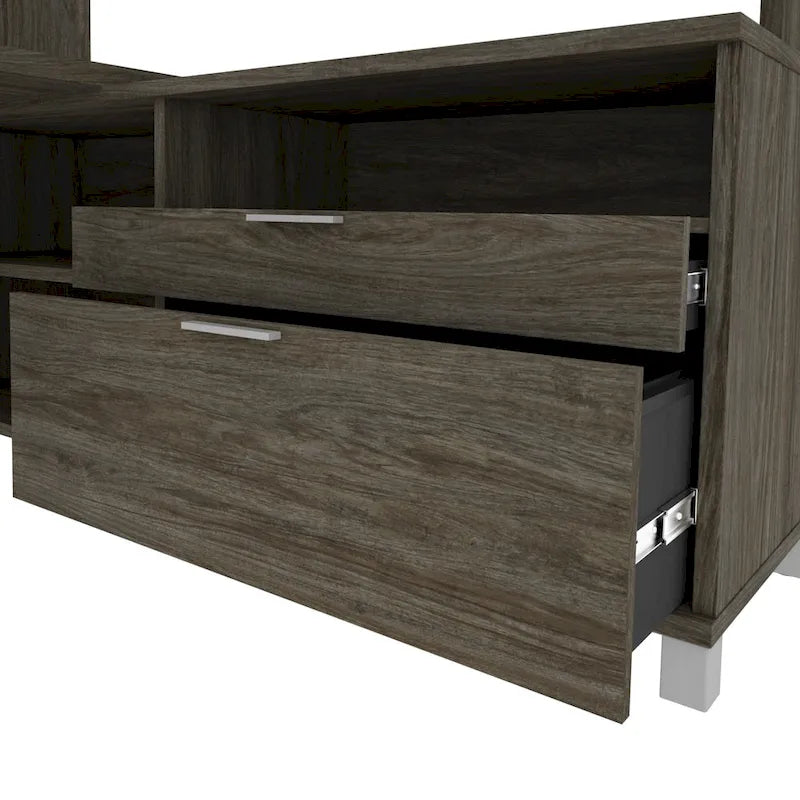 Bureau en L avec huche ouverte
