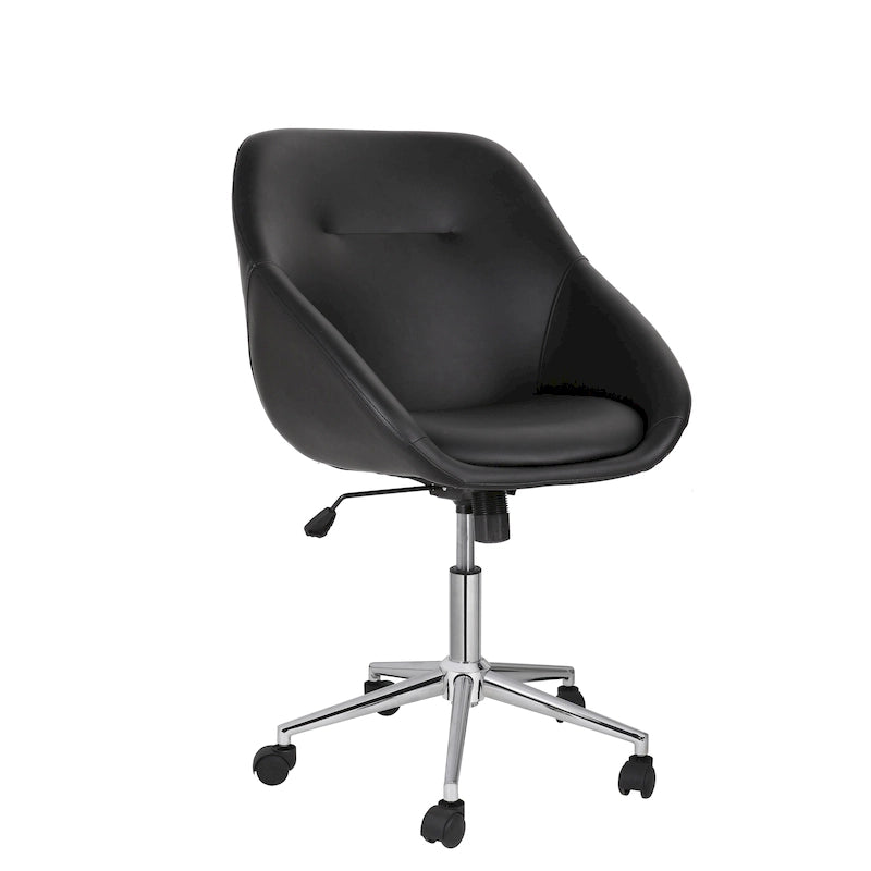 Chaise de bureau pivotante avec piètement chromé, cuir PU