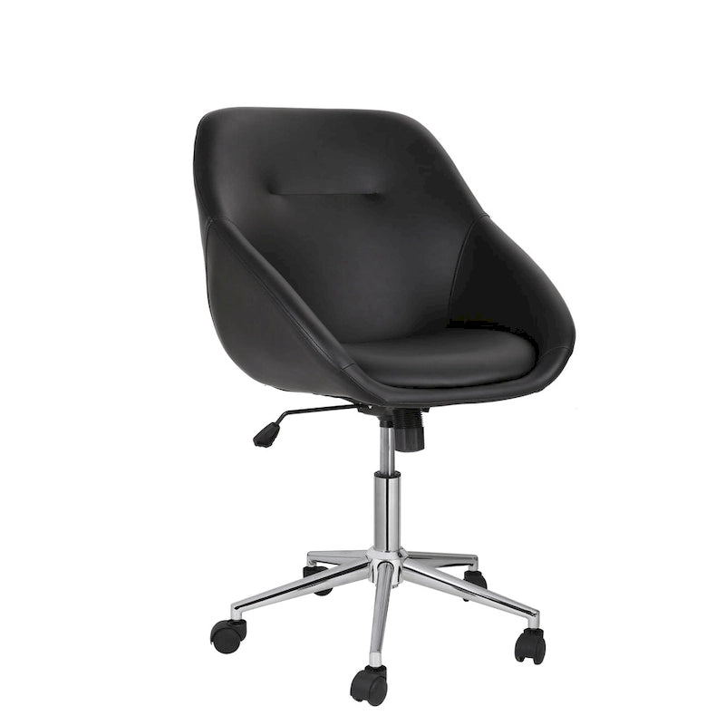 Chaise de bureau pivotante avec piètement chromé, cuir PU