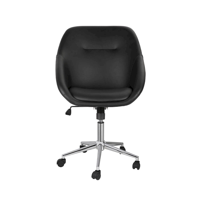 Chaise de bureau pivotante avec piètement chromé, cuir PU