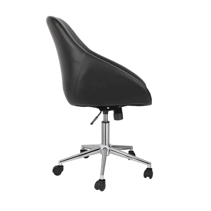 Chaise de bureau pivotante avec piètement chromé, cuir PU