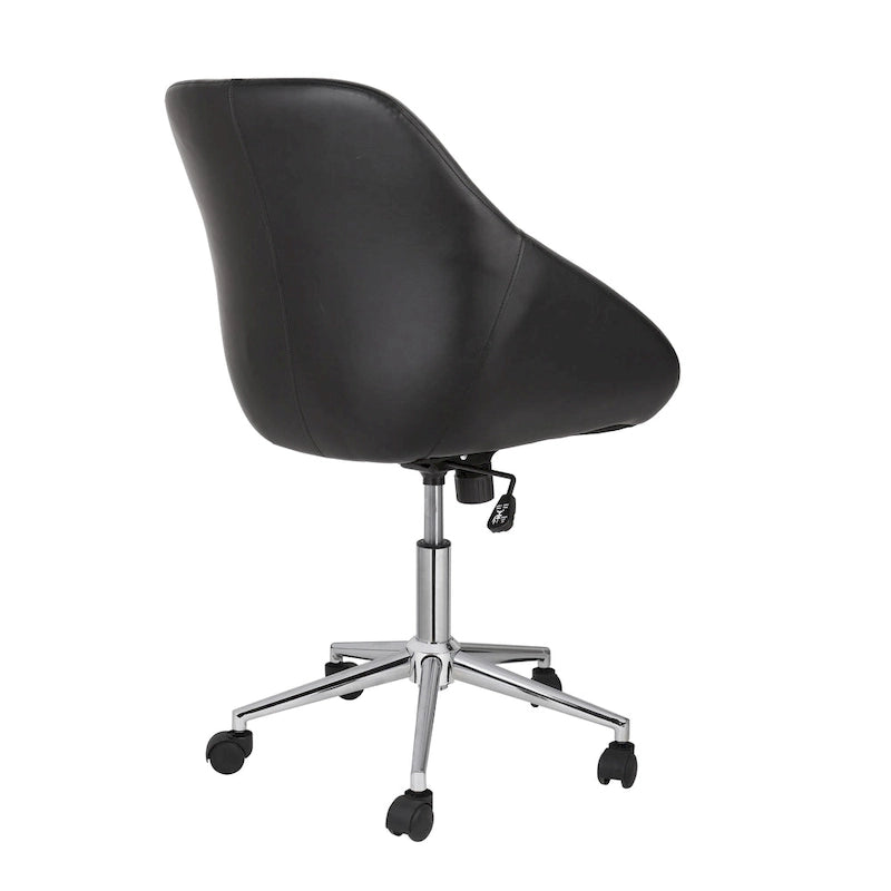 Chaise de bureau pivotante avec piètement chromé, cuir PU