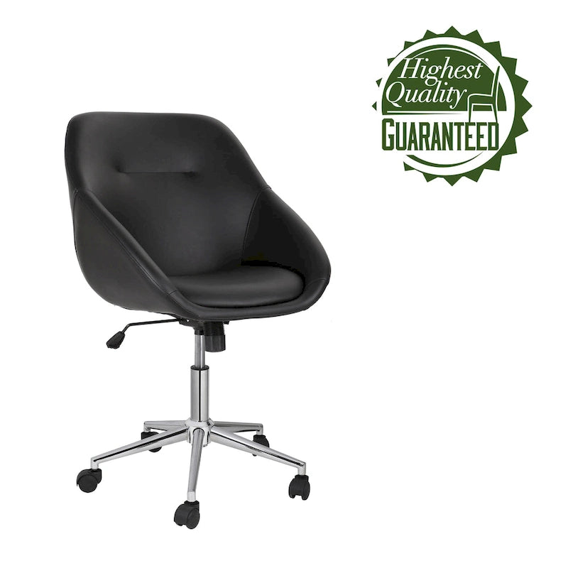 Chaise de bureau pivotante avec piètement chromé, cuir PU