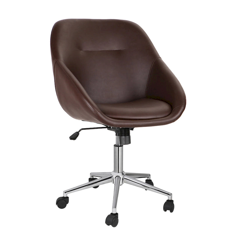 Chaise de bureau pivotante avec piètement chromé, cuir PU