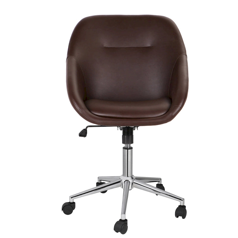 Chaise de bureau pivotante avec piètement chromé, cuir PU