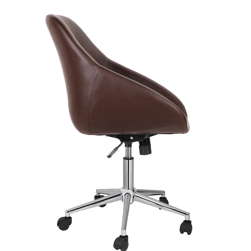 Chaise de bureau pivotante avec piètement chromé, cuir PU