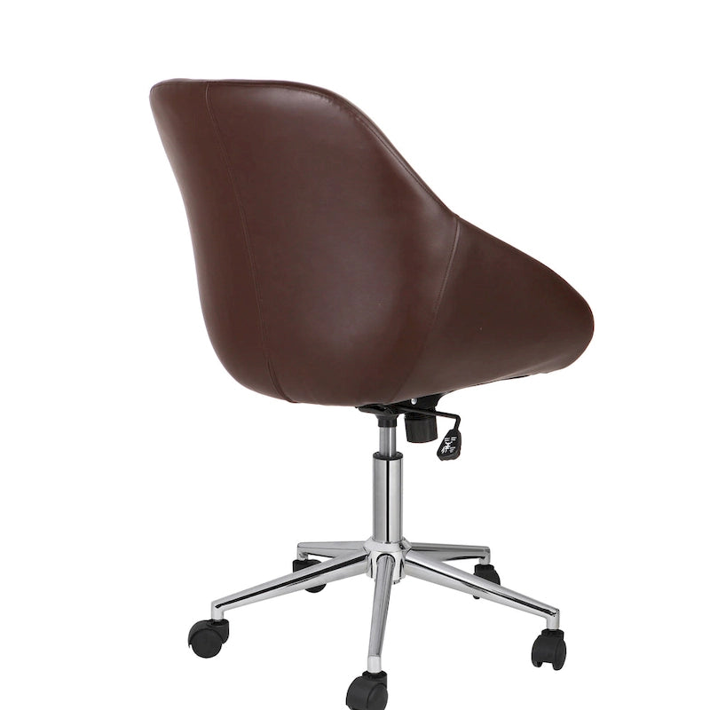 Chaise de bureau pivotante avec piètement chromé, cuir PU