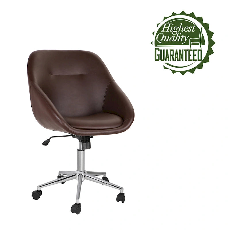 Chaise de bureau pivotante avec piètement chromé, cuir PU