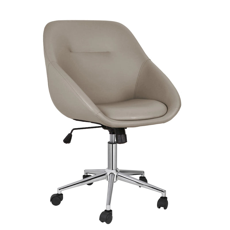 Chaise de bureau pivotante avec piètement chromé, cuir PU