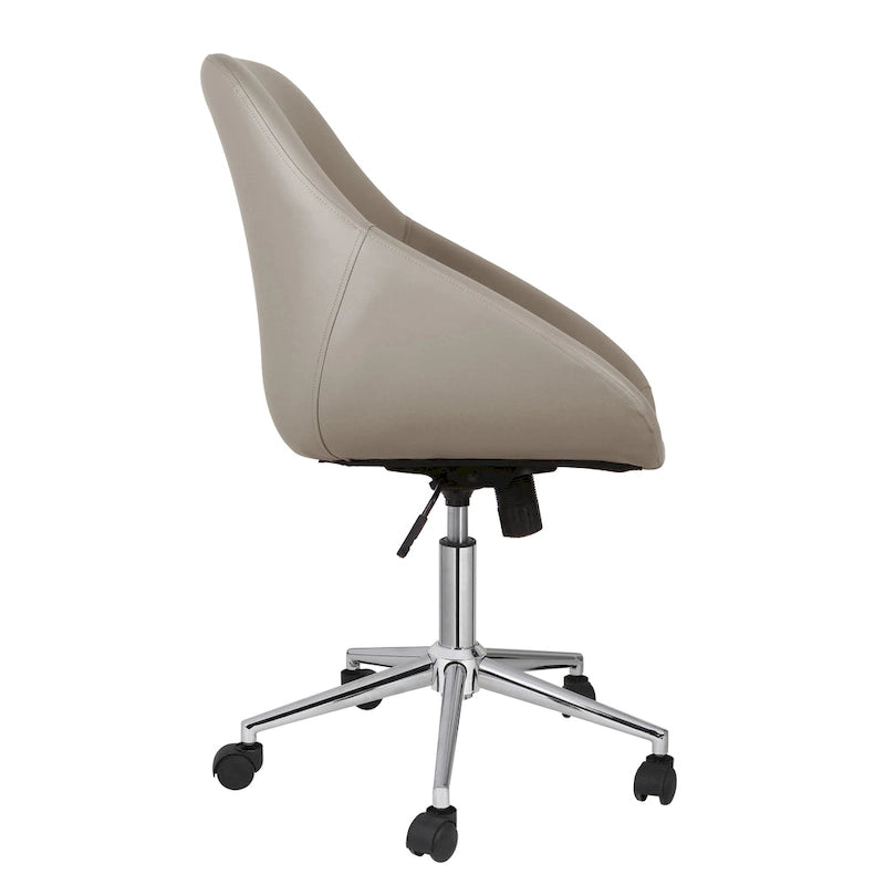 Chaise de bureau pivotante avec piètement chromé, cuir PU