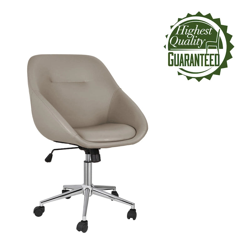 Chaise de bureau pivotante avec piètement chromé, cuir PU