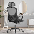 Chaise de bureau ergonomique en maille, Chaise de bureau à dossier haut avec accoudoirs fixes, appuie-tête réglable et roulettes pivotantes