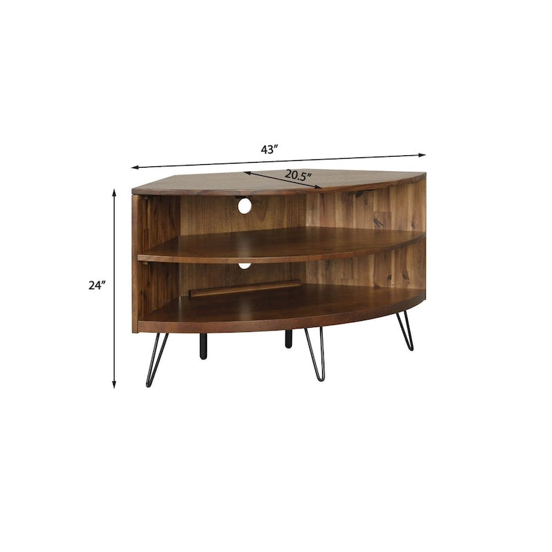 Meuble TV d'angle 109 cm en acacia massif