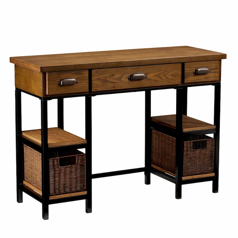 Bureau industriel en bois avec rangement