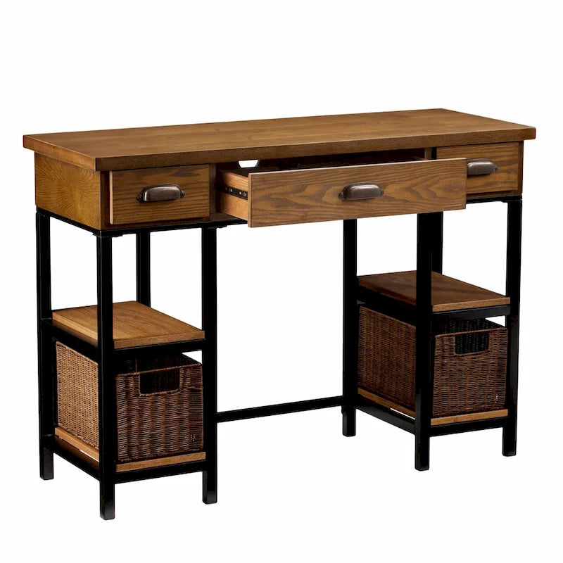 Bureau industriel en bois avec rangement