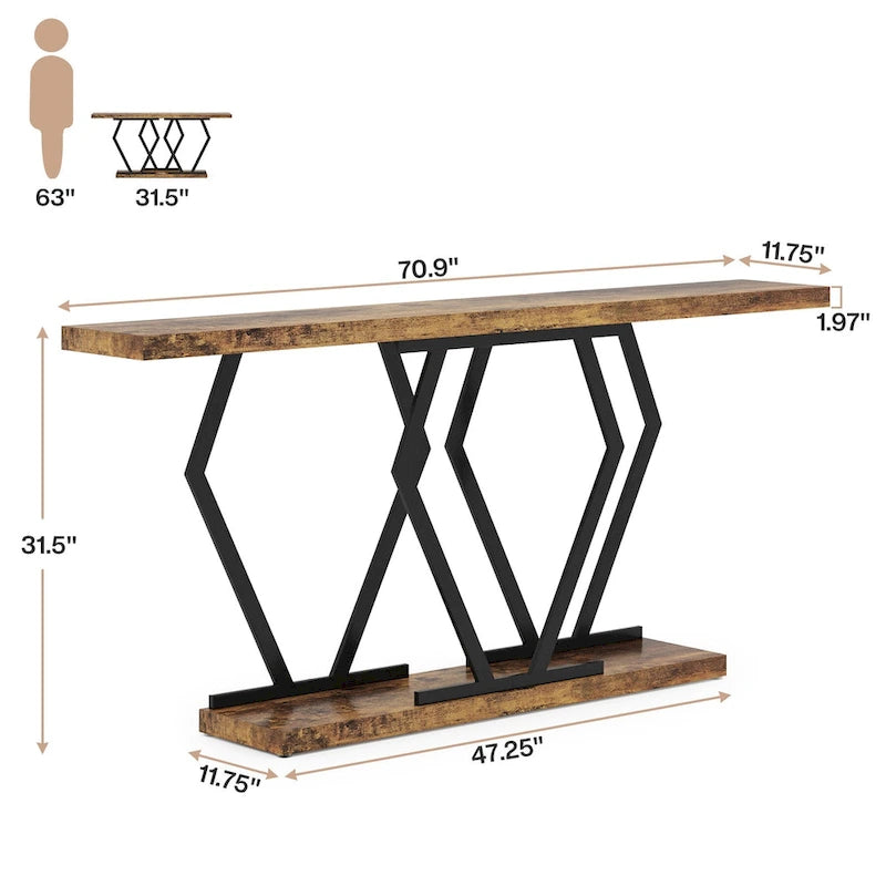 Console de 180 cm avec plateau en faux marbre et pieds en métal