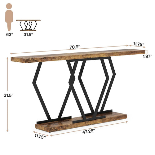 Console de 180 cm avec plateau en faux marbre et pieds en métal