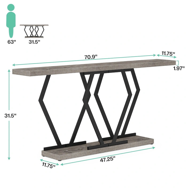 Console de 180 cm avec plateau en faux marbre et pieds en métal