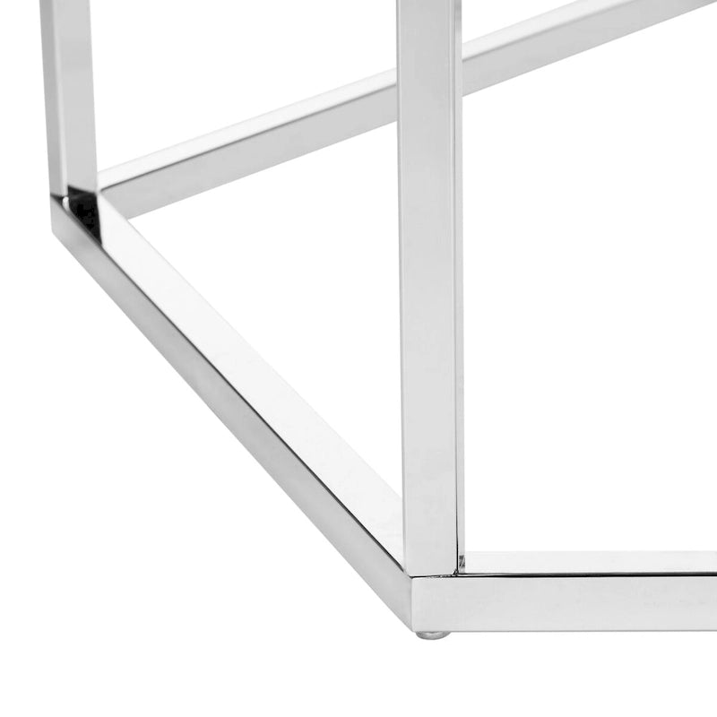 Table basse hexagonale en verre et chrome - 36,2 x 31,5 x 13,8
