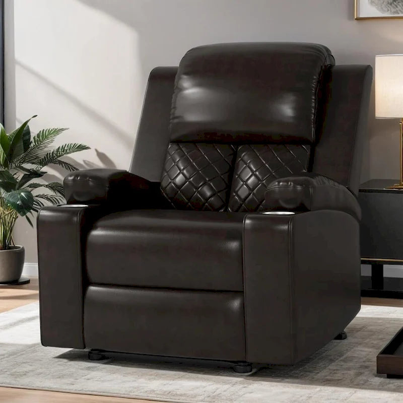 Fauteuil inclinable manuel avec dossier et accoudoirs surdimensionnés