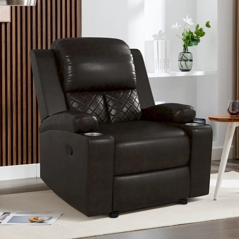 Fauteuil inclinable manuel avec dossier et accoudoirs surdimensionnés