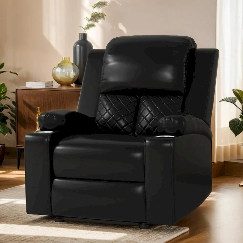 Fauteuil inclinable manuel avec dossier et accoudoirs surdimensionnés