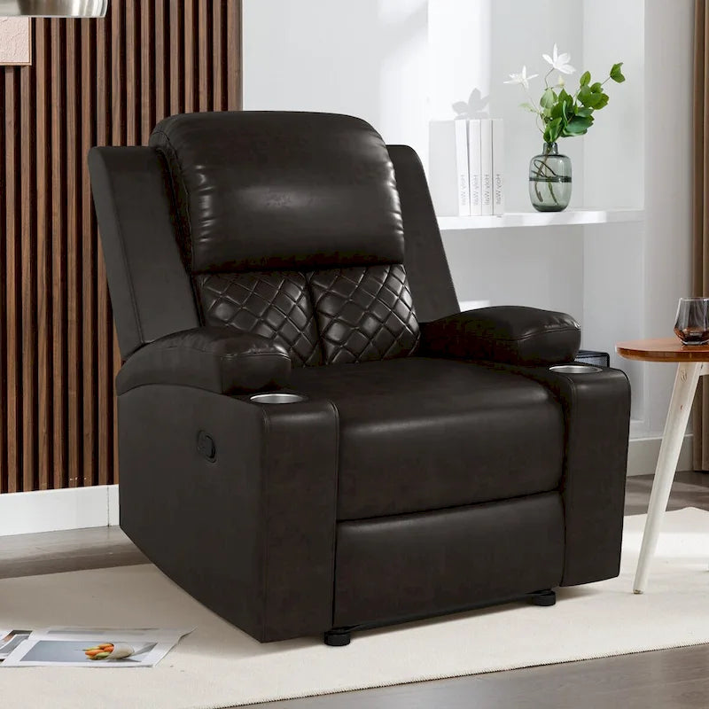 Fauteuil inclinable manuel avec dossier et accoudoirs surdimensionnés
