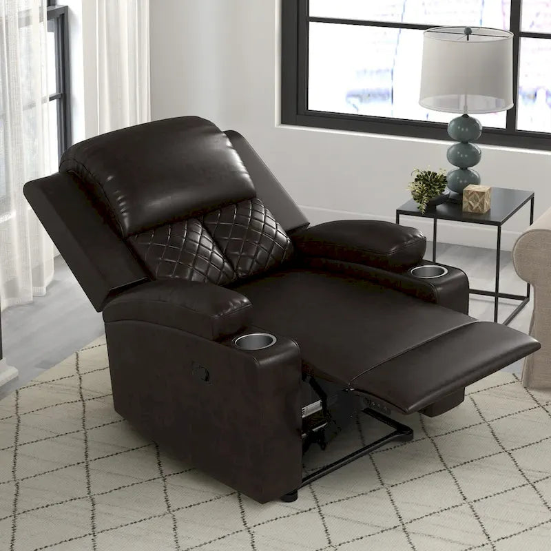 Fauteuil inclinable manuel avec dossier et accoudoirs surdimensionnés