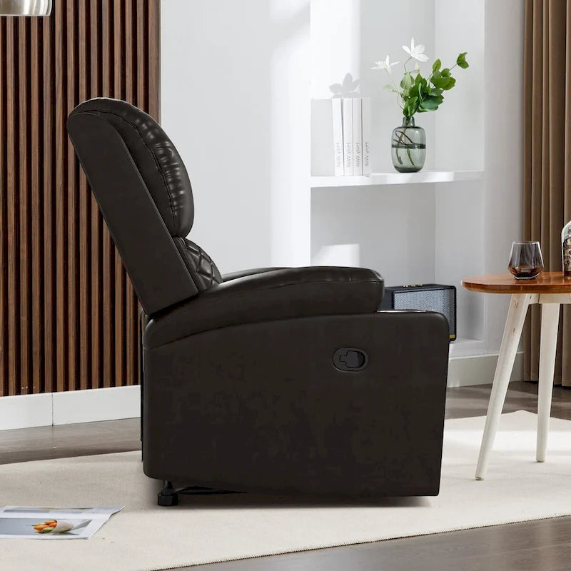Fauteuil inclinable manuel avec dossier et accoudoirs surdimensionnés