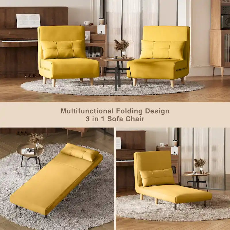 Fauteuil-lit convertible 3-en-1 avec oreiller