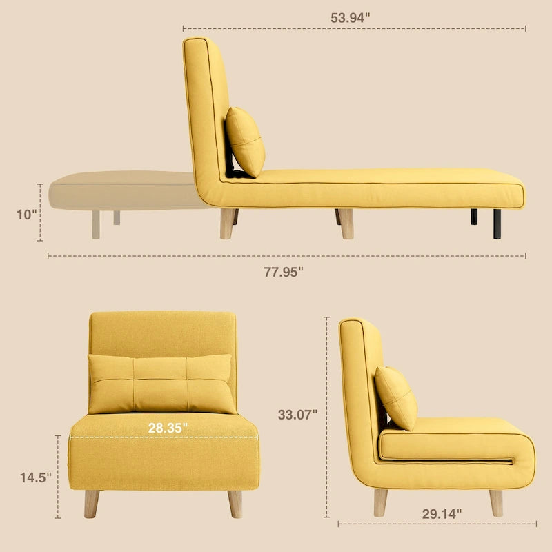 Fauteuil-lit convertible 3-en-1 avec oreiller