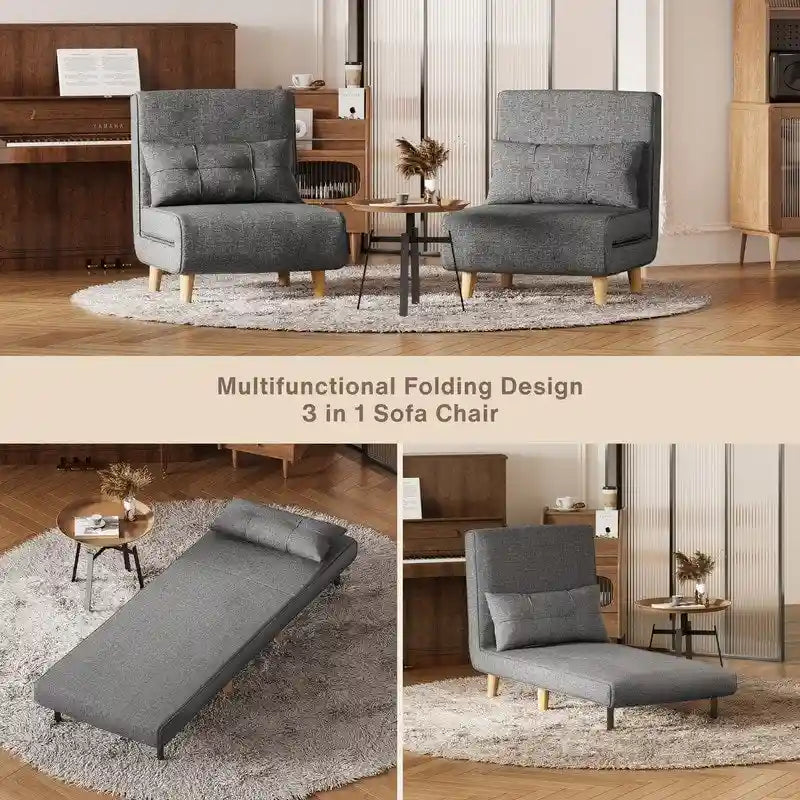 Fauteuil-lit convertible 3-en-1 avec oreiller
