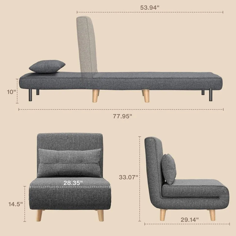 Fauteuil-lit convertible 3-en-1 avec oreiller