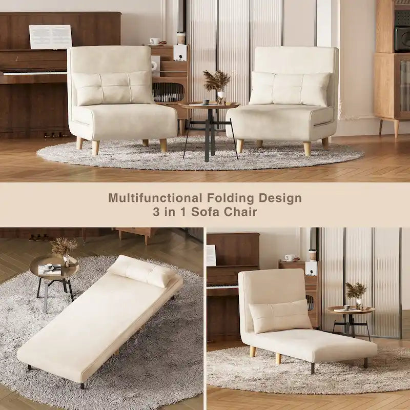 Fauteuil-lit convertible 3-en-1 avec oreiller