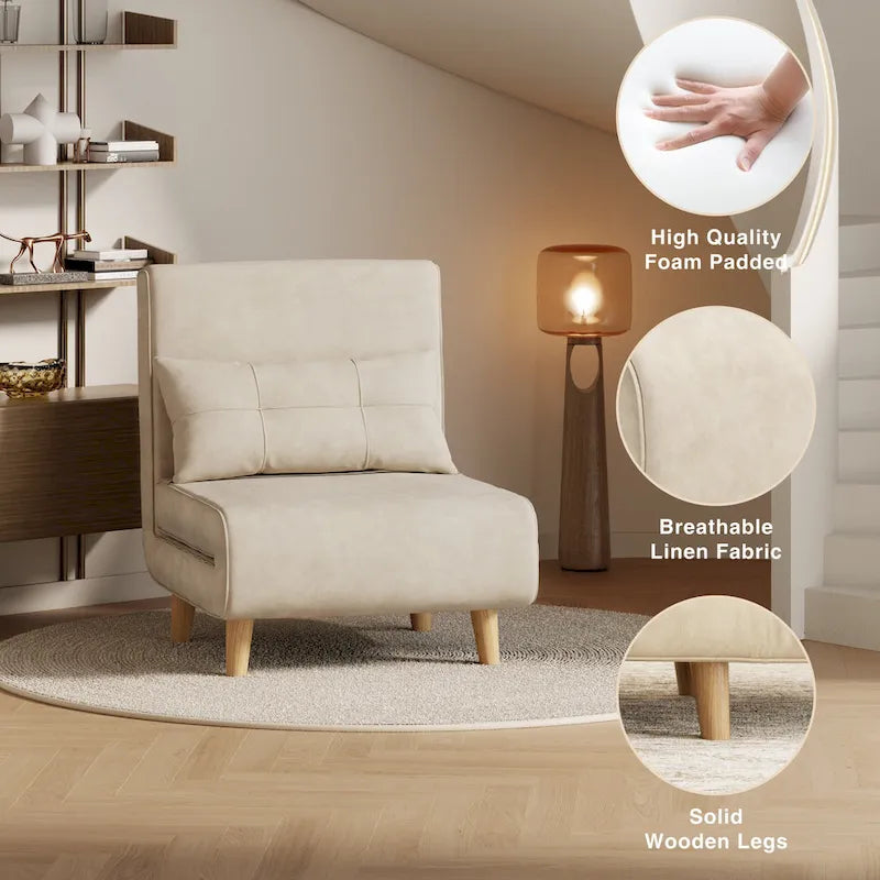Fauteuil-lit convertible 3-en-1 avec oreiller