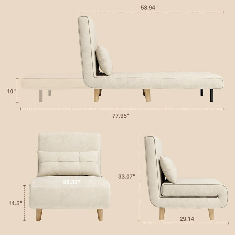 Fauteuil-lit convertible 3-en-1 avec oreiller