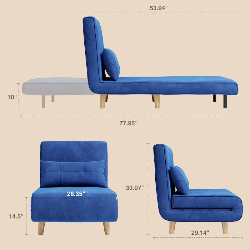 Fauteuil-lit convertible 3-en-1 avec oreiller