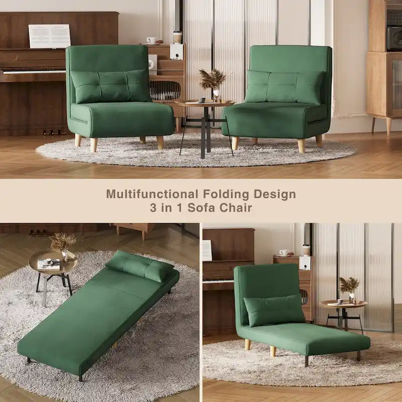 Fauteuil-lit convertible 3-en-1 avec oreiller