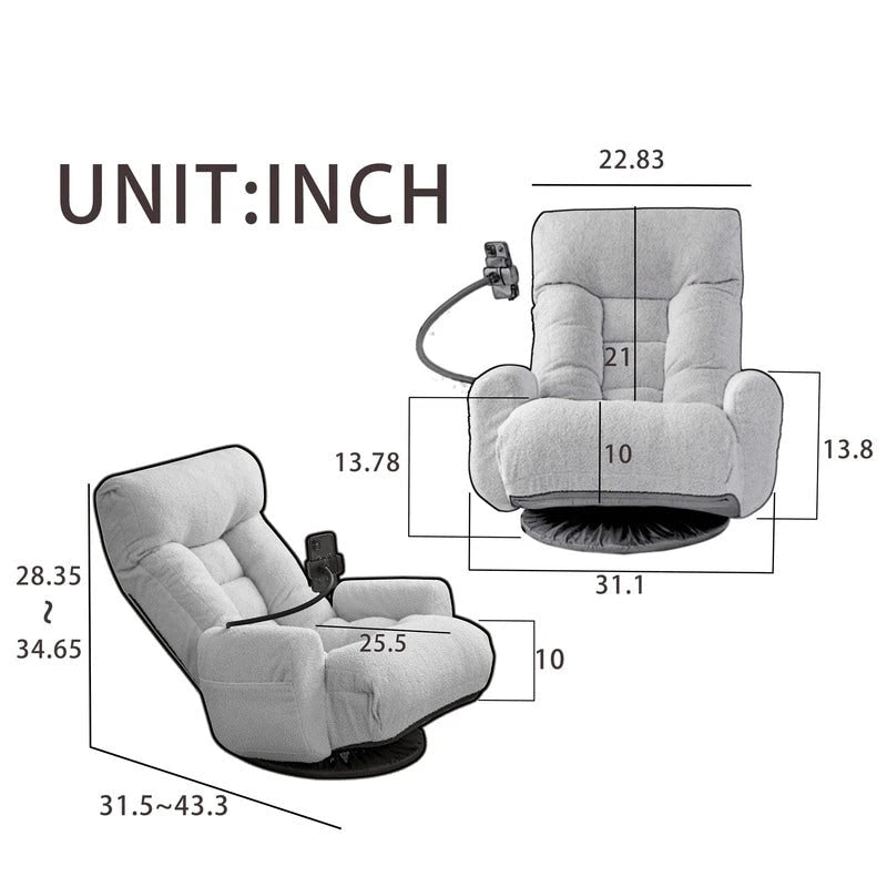 Chaise de jeu pivotante ergonomique inclinable